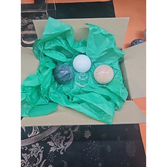 Ocean Jasper Spheres Set Of 3 Random Selection W/stands - Picture 2 of 8